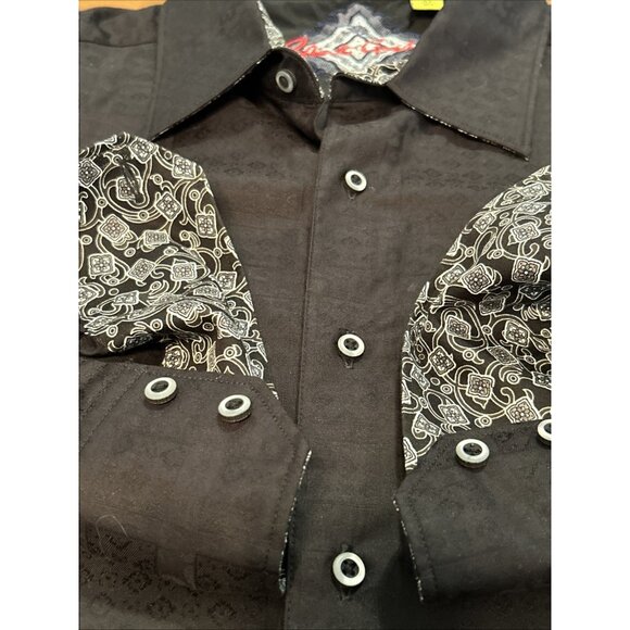 Robert Graham Classic Fit Flip Cuff Shirt Men’s XL Black Pattern - Picture 3 of 7